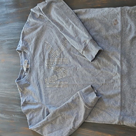 Michael Kors Small Gray Sweatshirt with Silver Studded Logo - Picture 2 of 10
